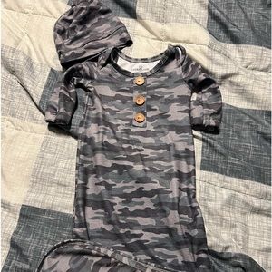 Camo Caden Lane knotted gown & hat